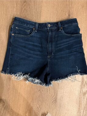 PAIGE Dark Indigo Denim Mini Skirt with White Patch
